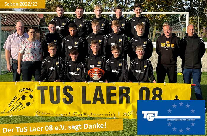 Transportgesellsport Laer TGL sponsort neue Trainingsoberteile für die A-Jugend